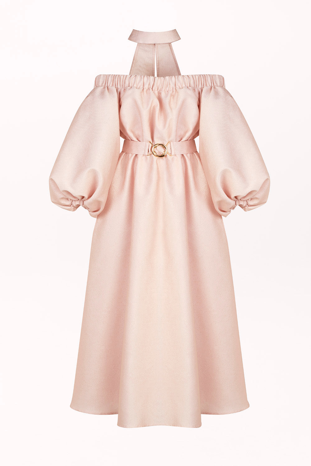 DRESS WITH OFF-SHOULDER NECKLINE AND CHOKER