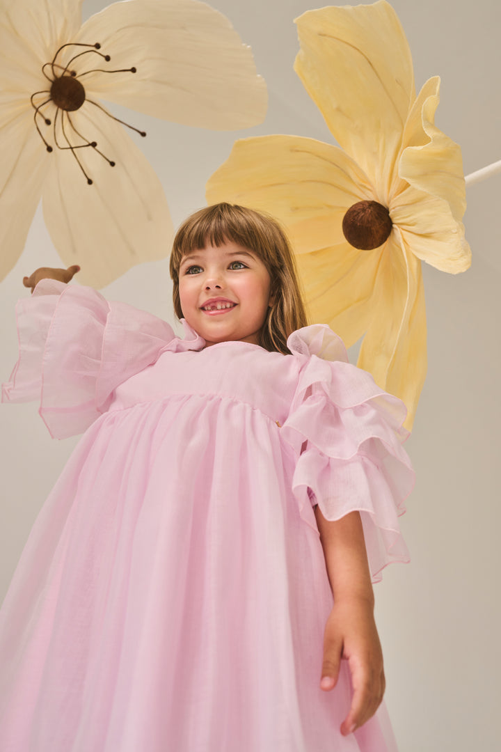 DRESS WITH RUFFLED SLEEVES