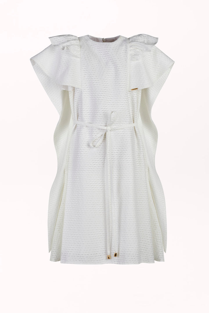 DRESS WITH CAPE OVERLAY