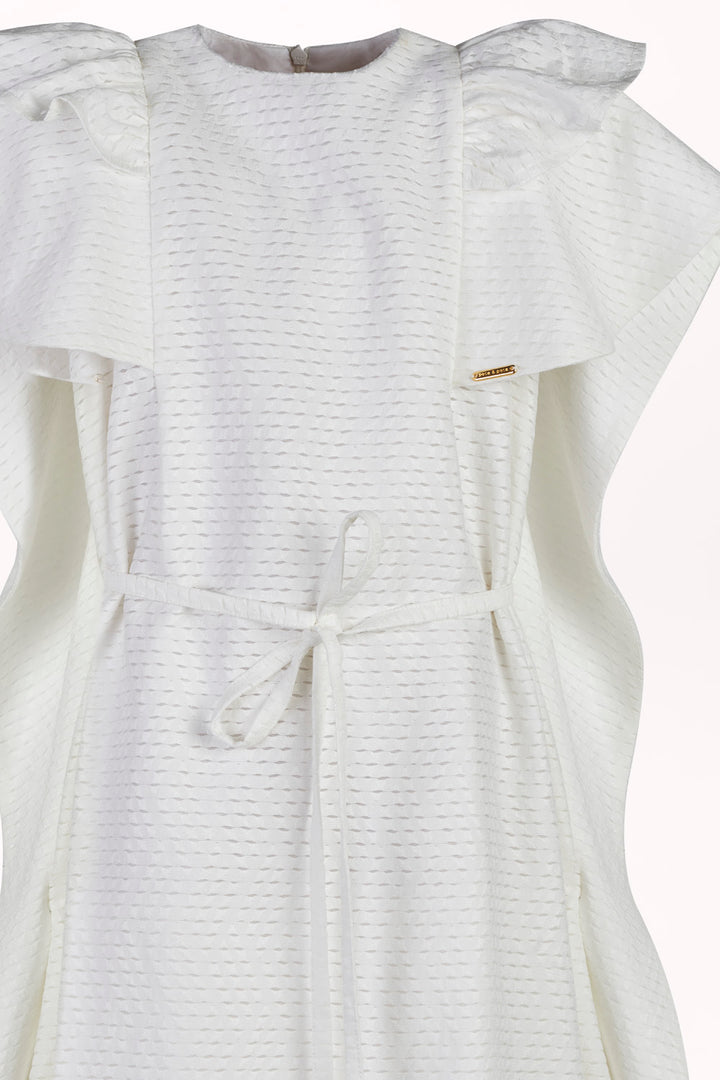 DRESS WITH CAPE OVERLAY