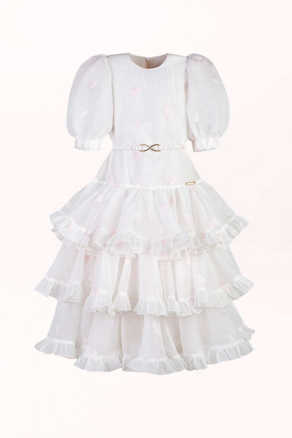 DRESS WITH RUFFLES AND A DECORATIVE BELT