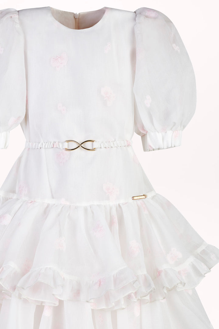 DRESS WITH RUFFLES AND A DECORATIVE BELT