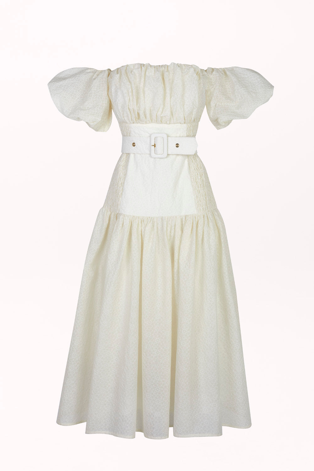 OFF-THE-SHOULDER DRESS WITH A WAIST BELT
