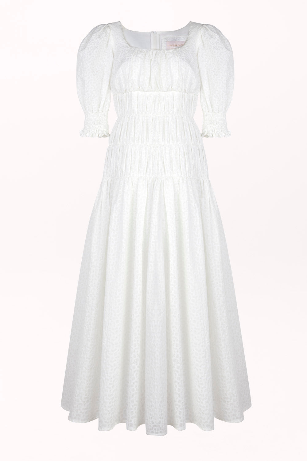 DRESS WITH ELASTICATED RUCHING AT THE WAIST AND HIPS