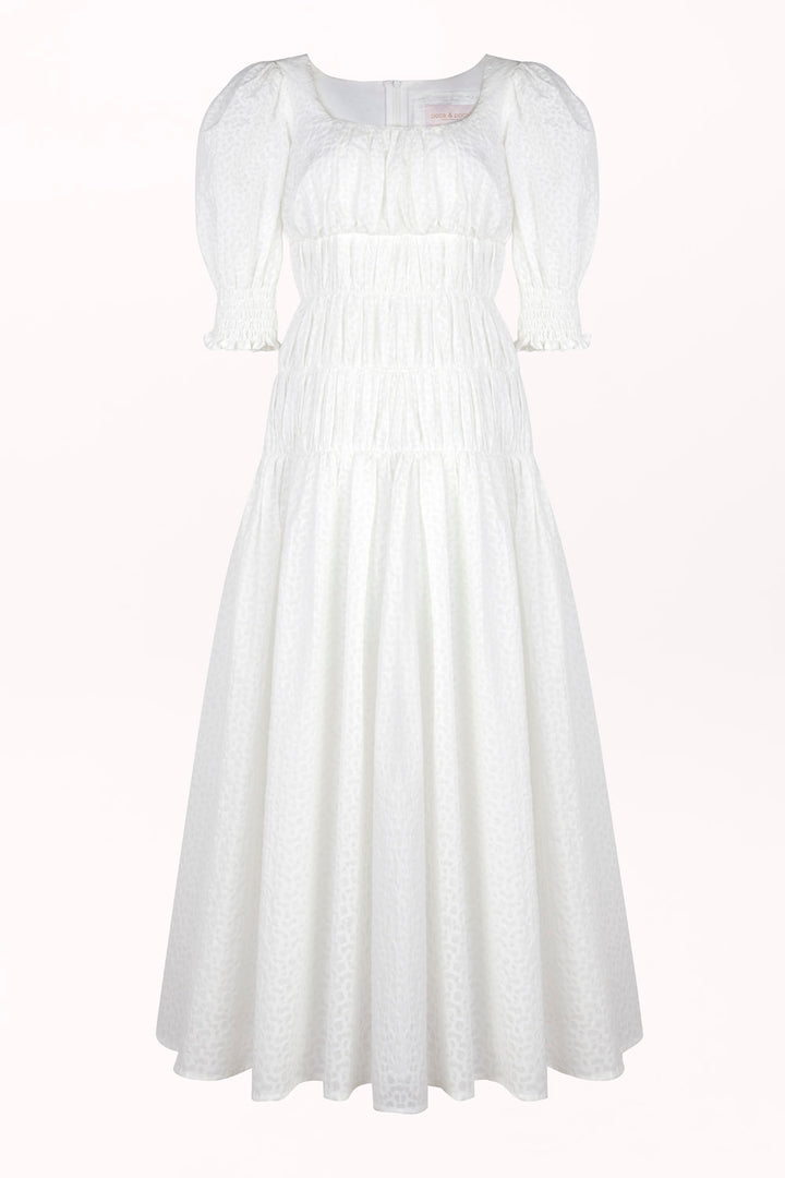 DRESS WITH ELASTICATED RUCHING AT THE WAIST AND HIPS