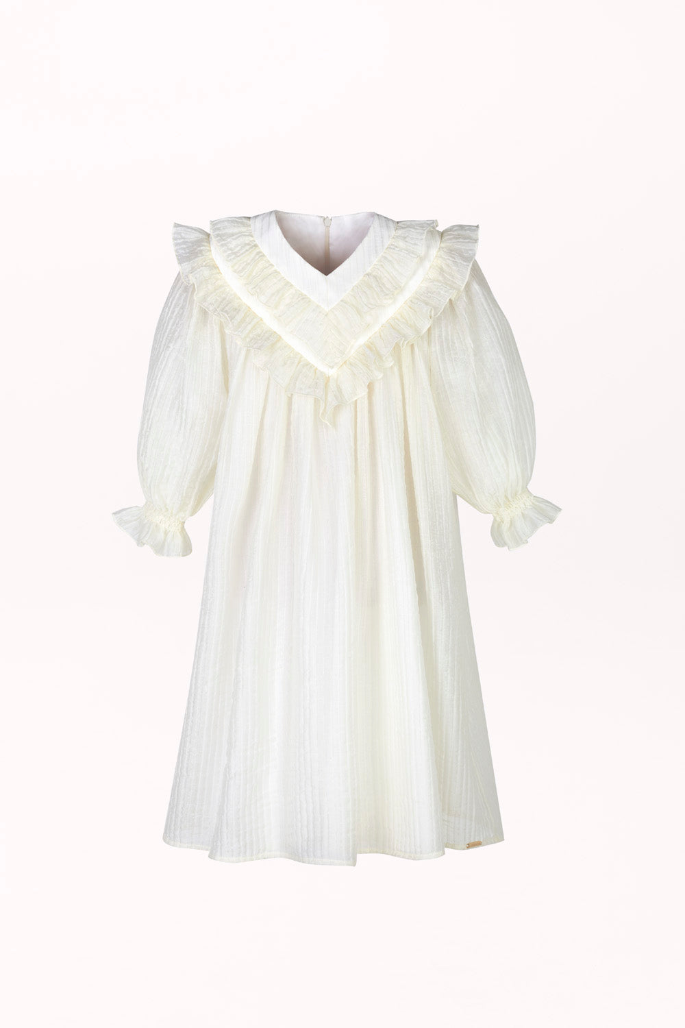 LOOSE-CUT DRESS WITH FRILLS AND LONG SLEEVES