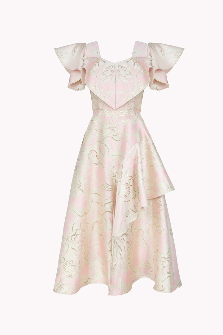 JACQUARD DRESS WITH BUTTERFLY SLEEVES