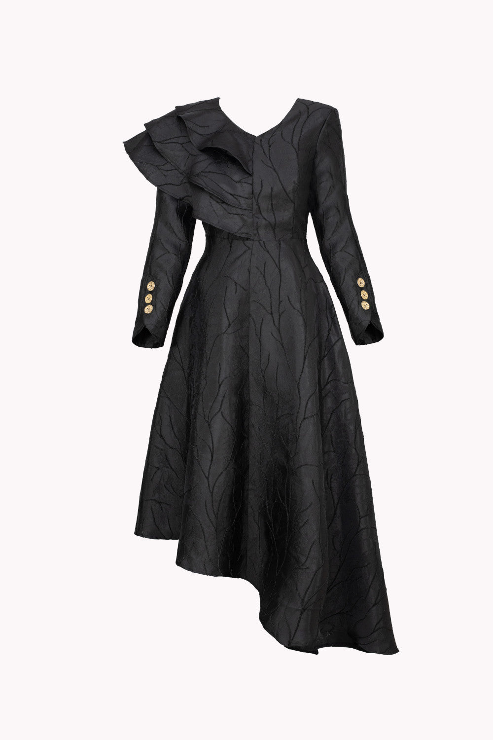 ASYMMETRICAL DRESS WITH LONG SLEEVES