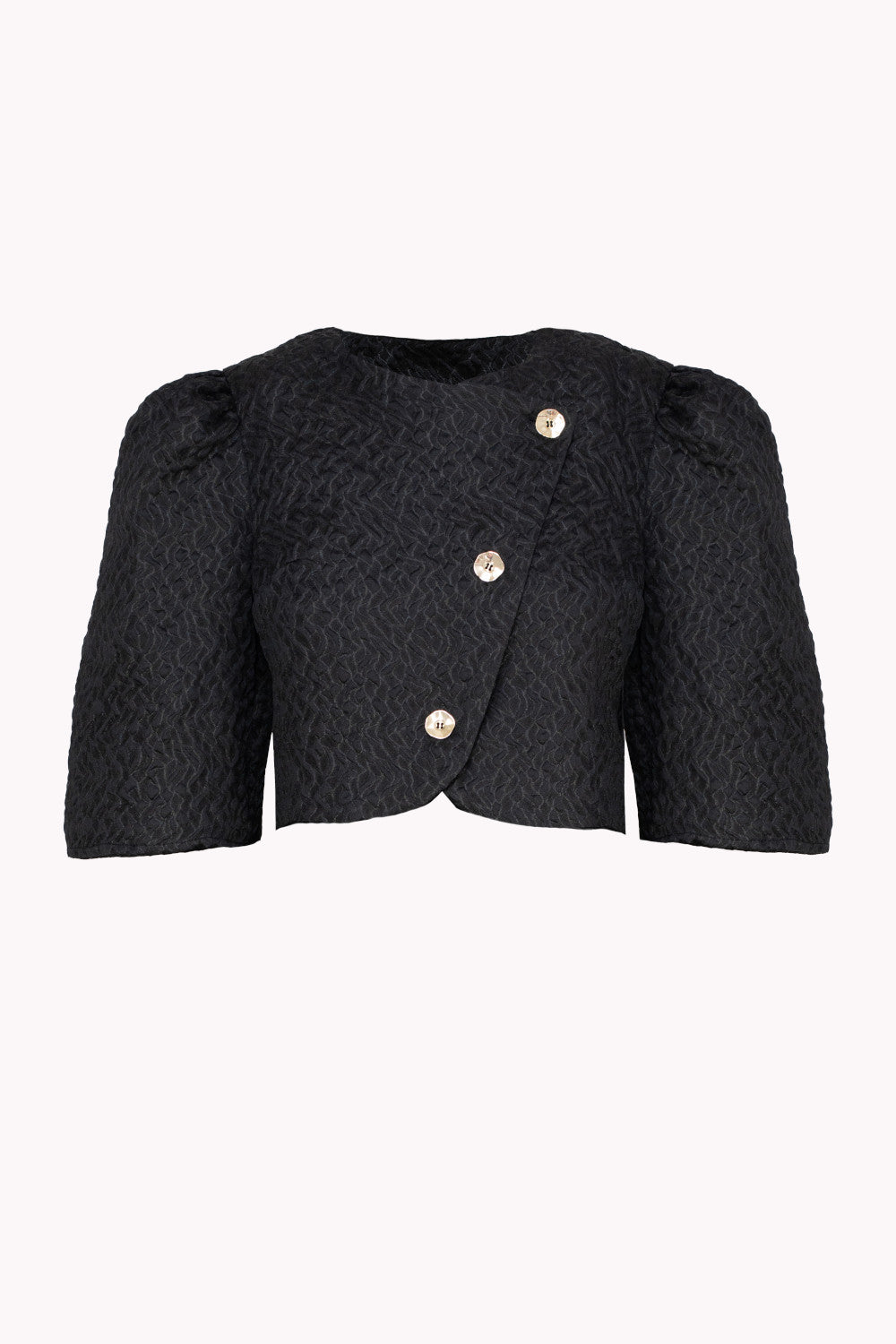 CASSANDRA JACQUARD BLOUSE WITH ASYMMETRIC CLOSE