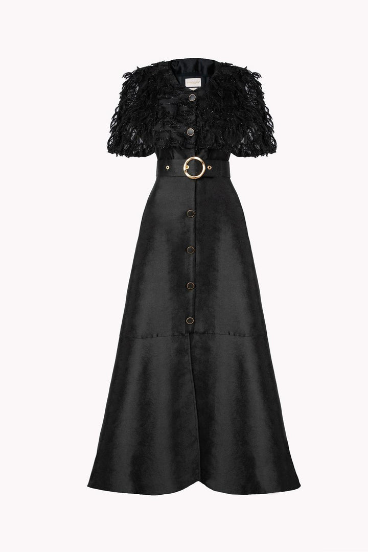 SORAYA EVENING CAPE DRESS WITH BELT