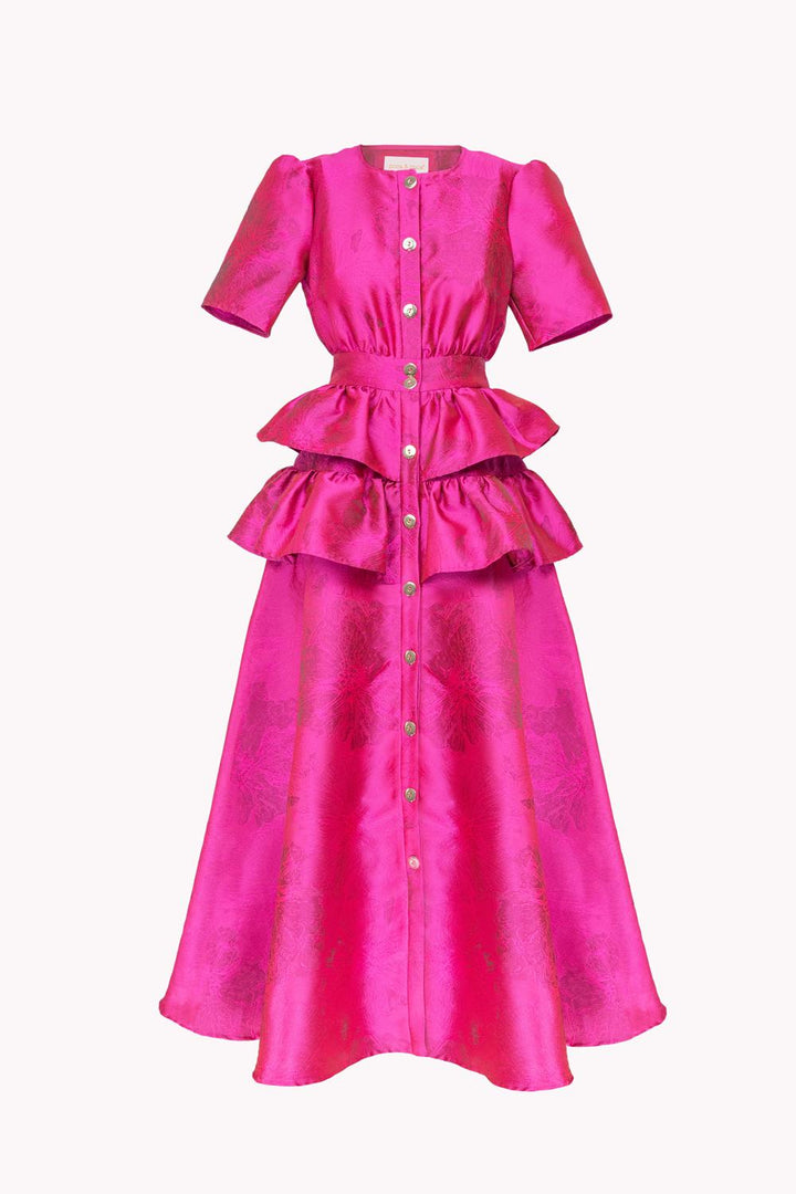 FANNY JACQUARD DOUBLE PEPLUM DRESS
