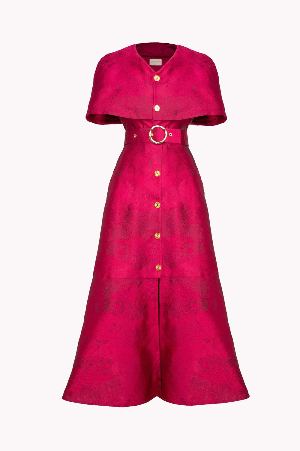 OCTAVIA JACQUARD CAPE DRESS