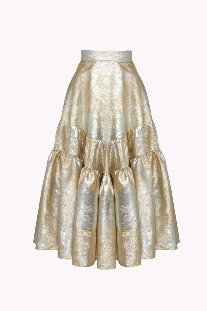 AURORA JACQUARD RUFFLED MAXI SKIRT