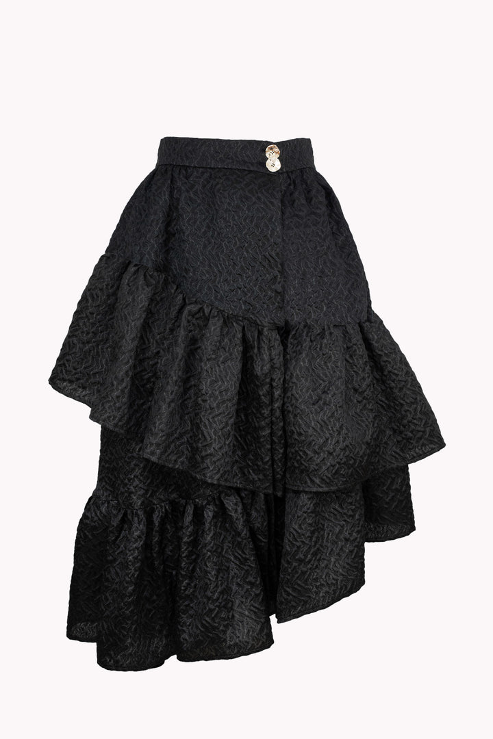 CASSANDRA ASYMMETRICAL RUFFLED SKIRT