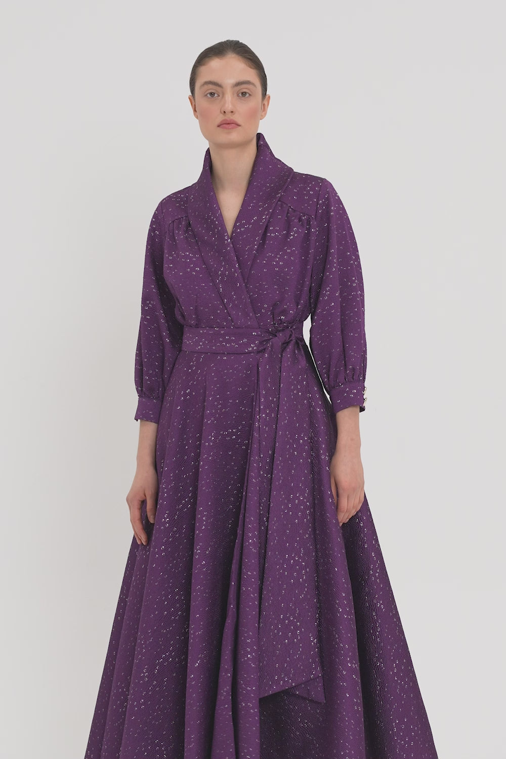 ENVELOPE DRESS WITH A COLLAR AND FLARED SKIRT